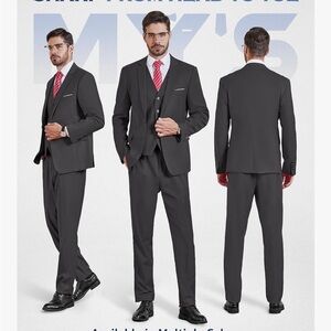 Men's Black Suit Jacket and Vest